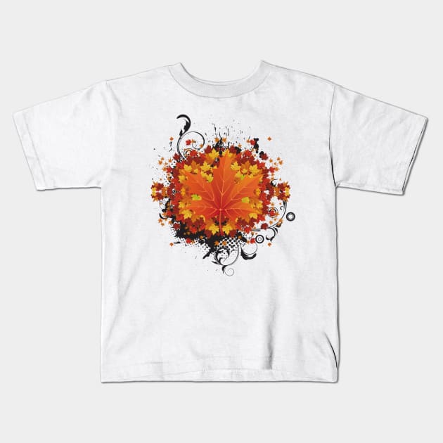 Autumn Leaves Kids T-Shirt by Scailaret